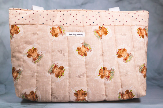 Quilted Highland Cow Bible Bag/Mini Tote