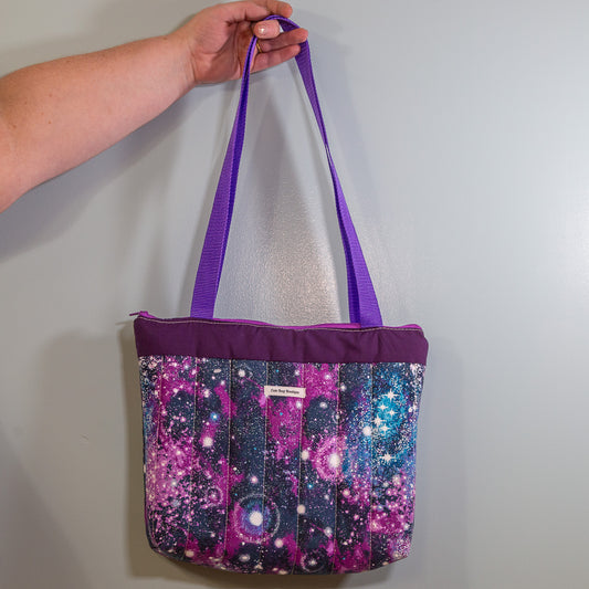 Quilted Sparkling Universe Zippered Bible Bag/Mini Tote
