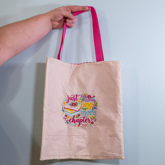 Embroidered Just One More Chapter Tote Bag