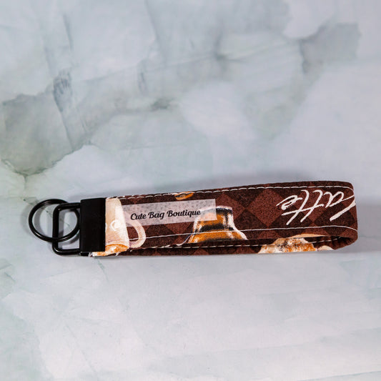 Coffee Quilted Key Fob