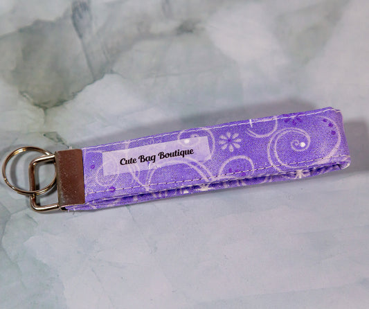 Purple Swirls Quilted Key Fob