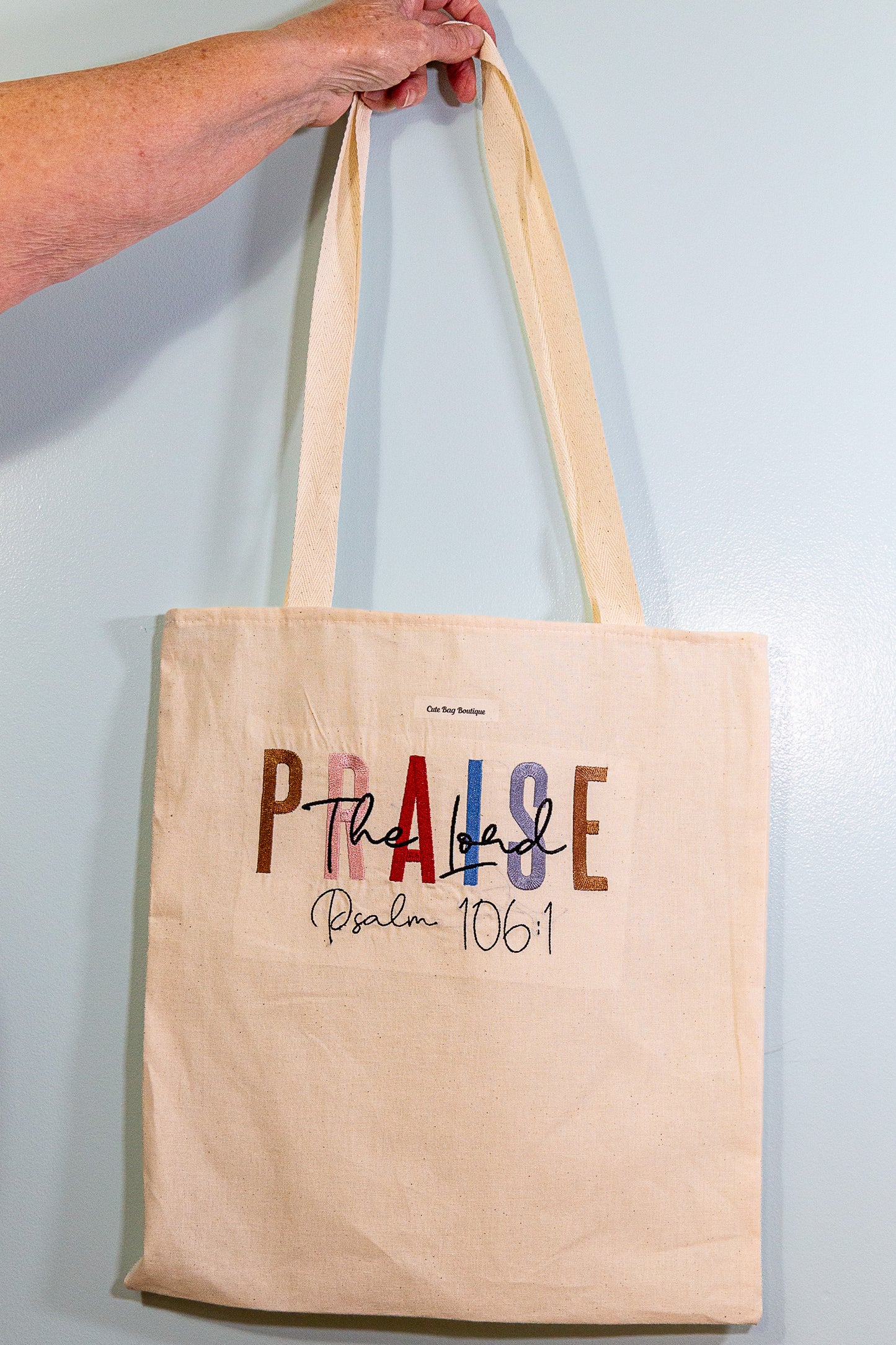 Embroidered Praise the Lord Tote Bag