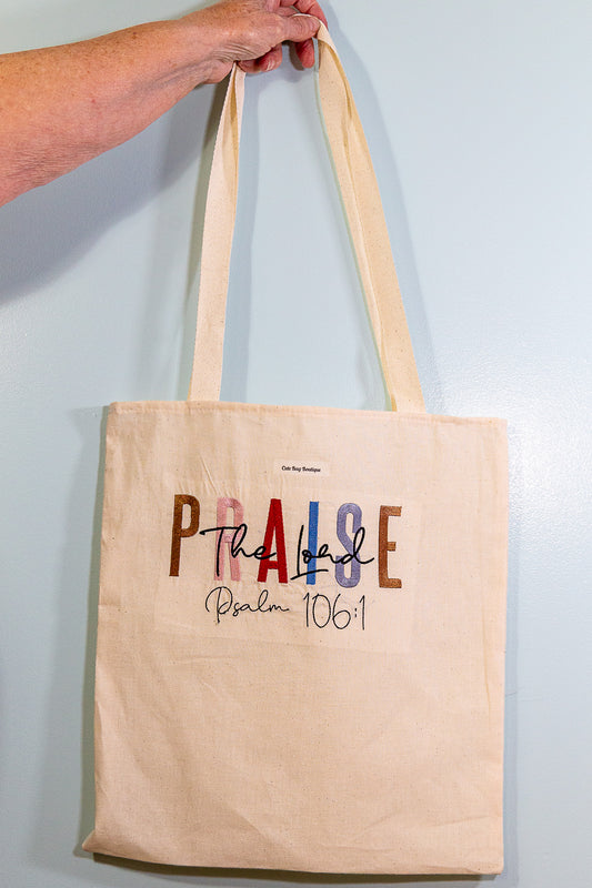Embroidered Praise the Lord Tote Bag