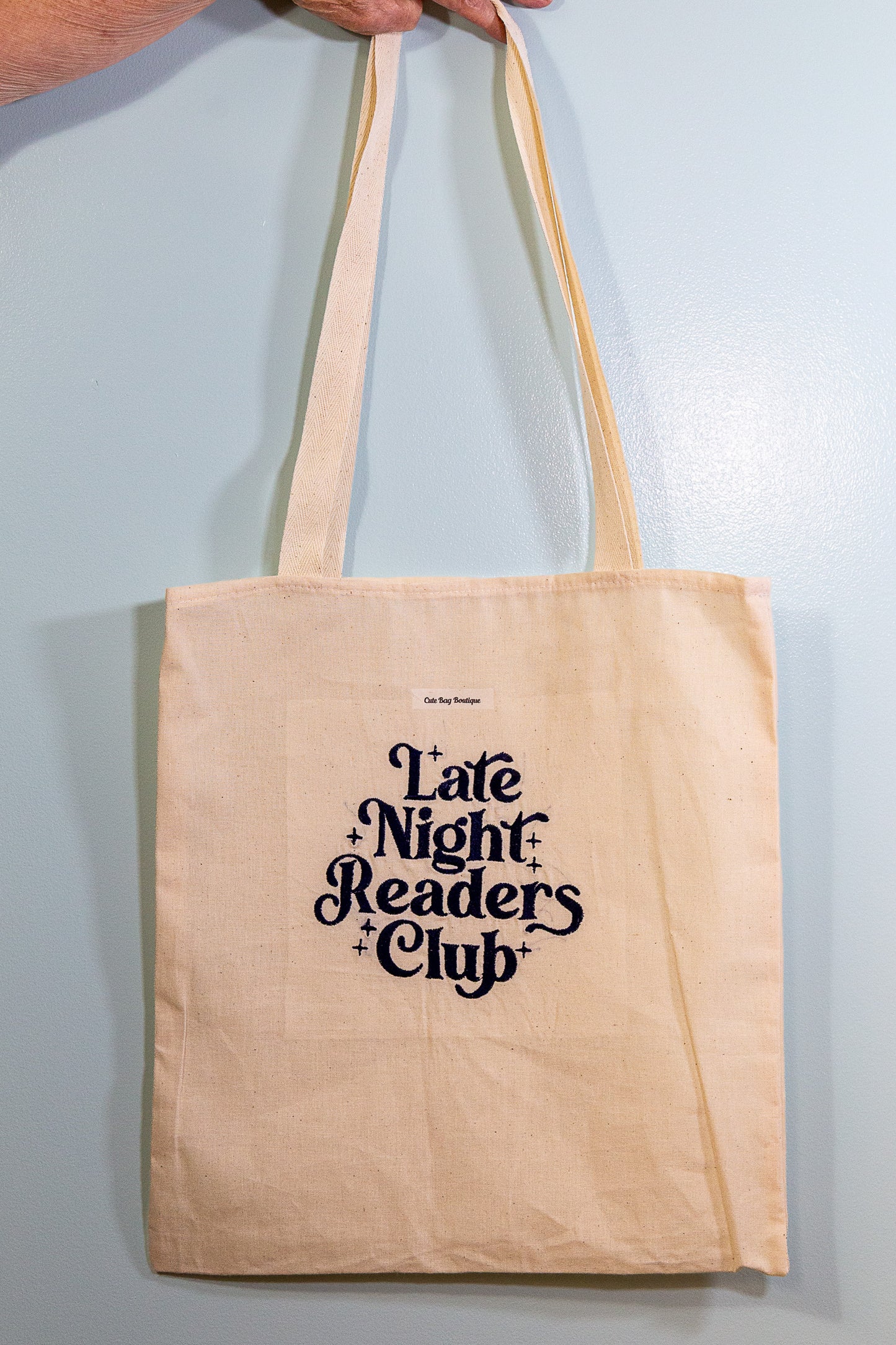 Embroidered Late Night Readers Club Tote Bag