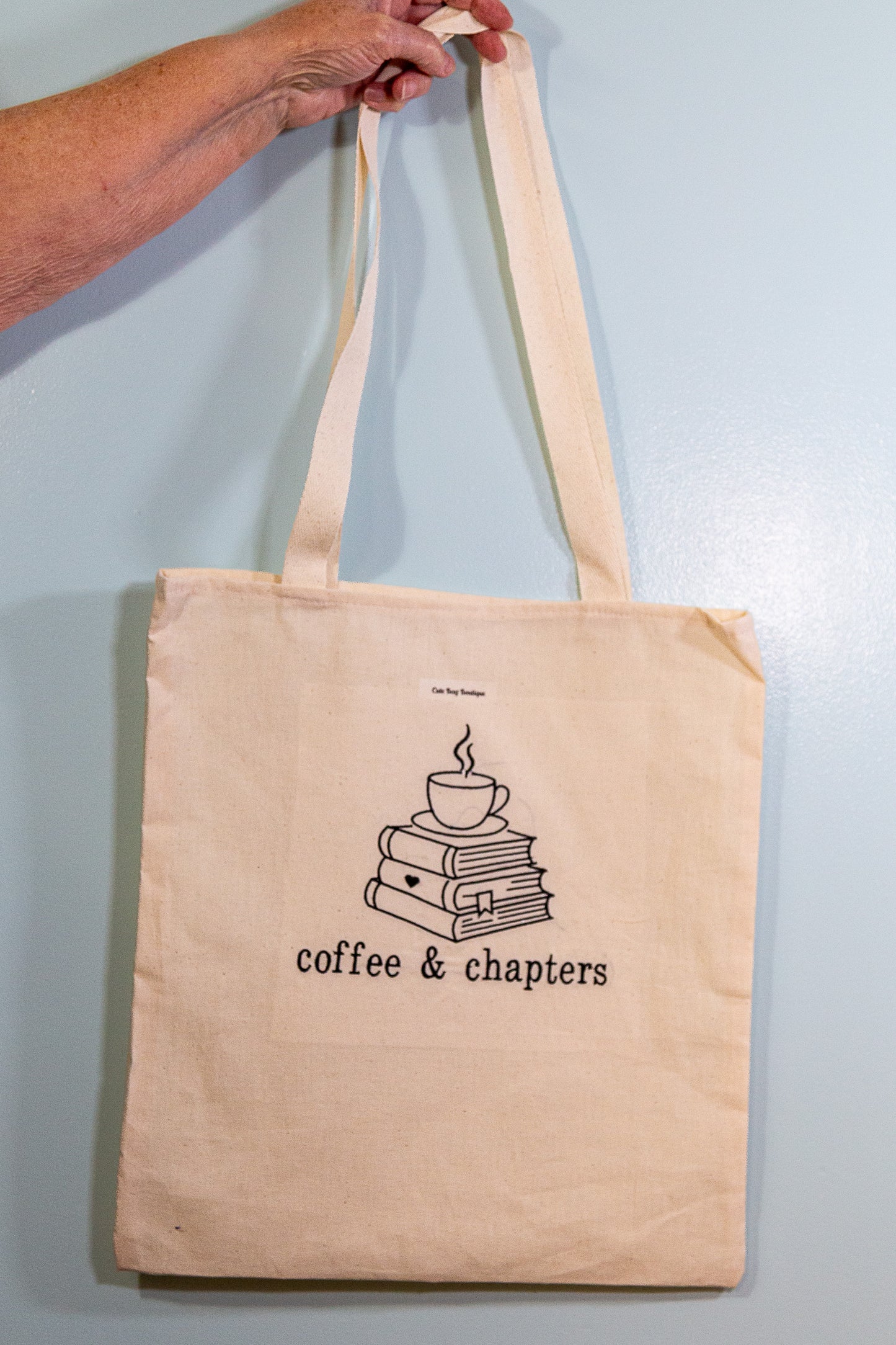 Embroidered Coffee & Chapters Tote Bag