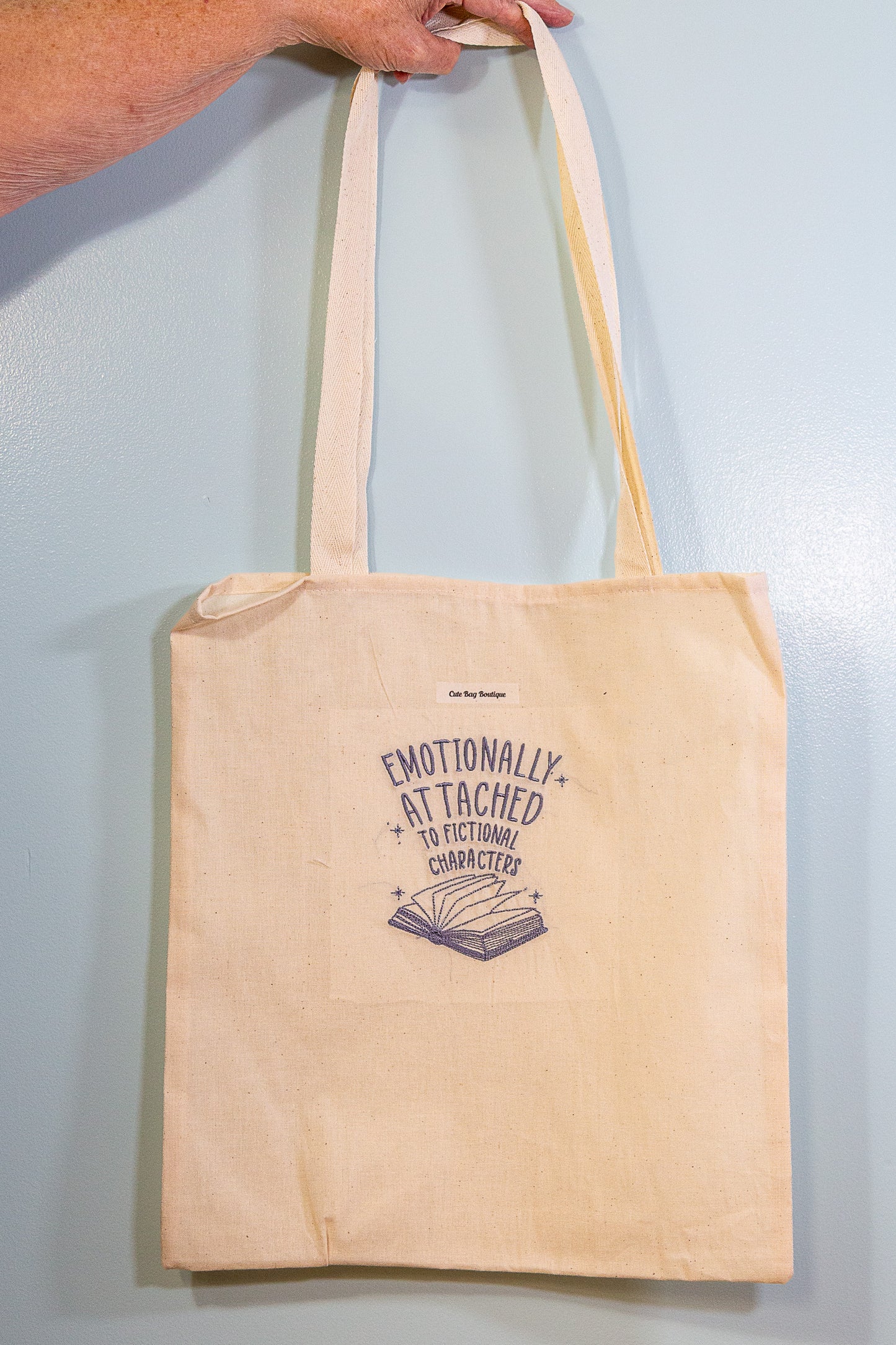 Embroidered Emotionally Attached Tote Bag