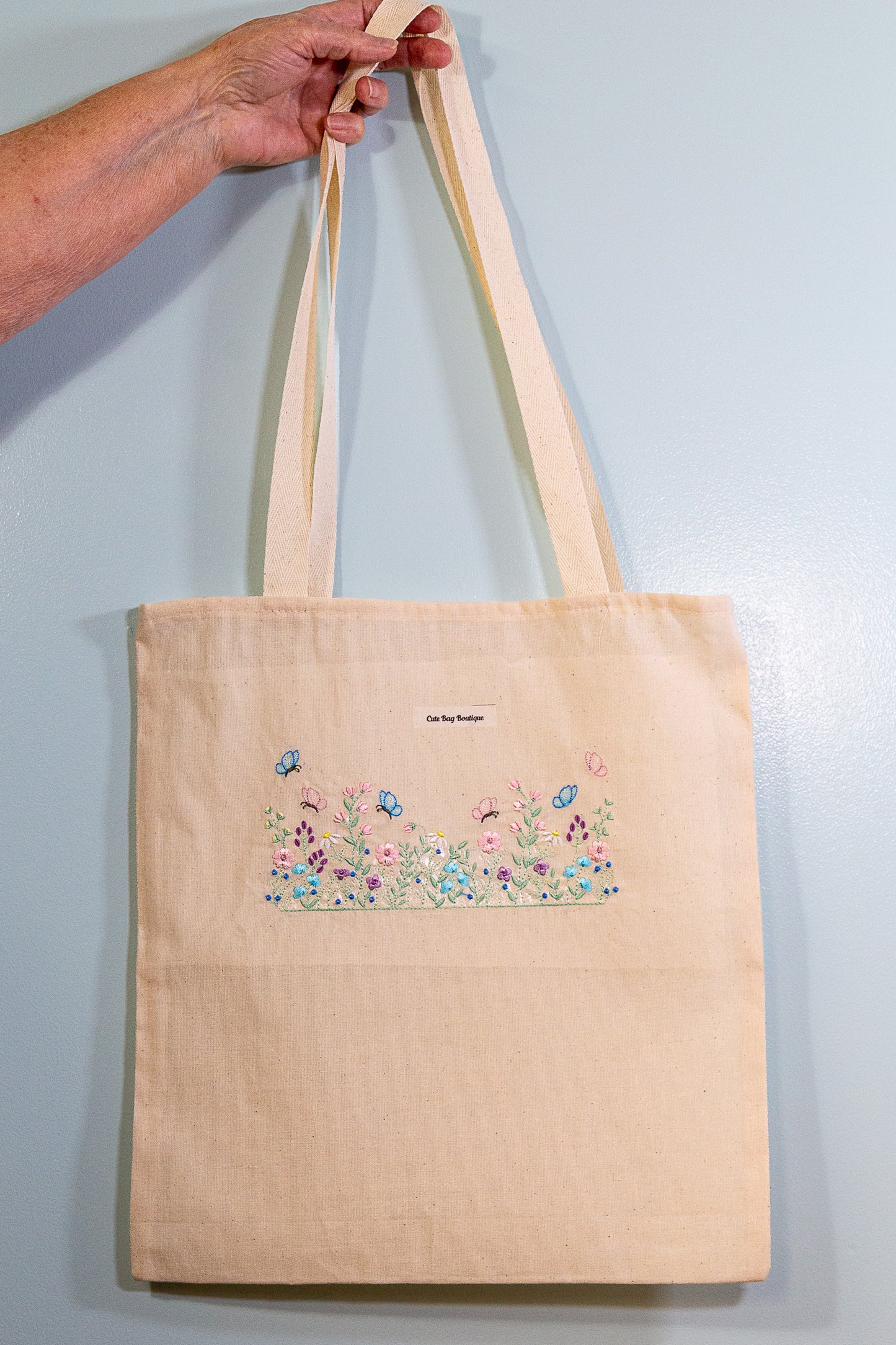 Embroidered Floral Tote Bag