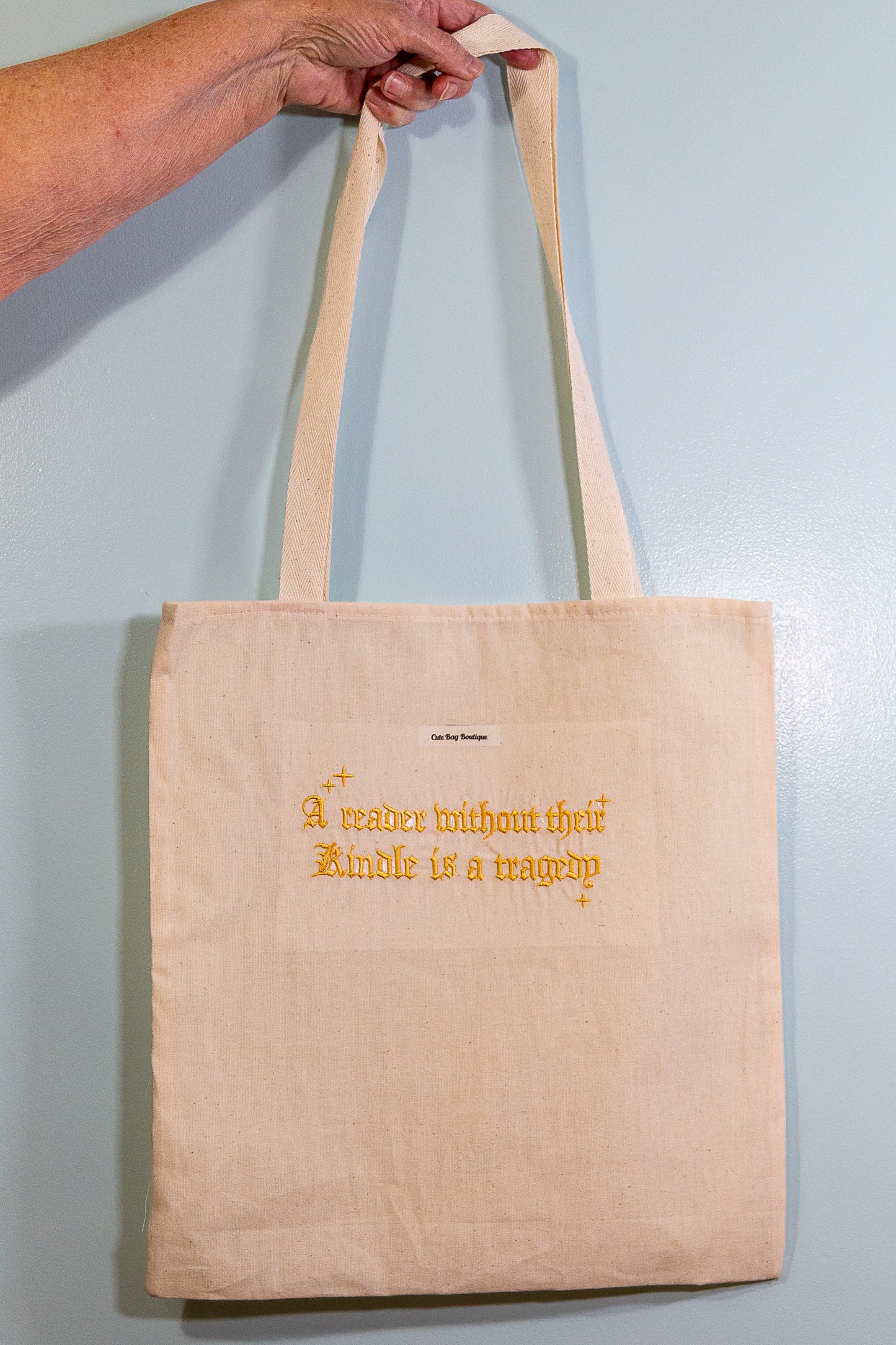 Embroidered Reader Without Their Kindle Tote Bag