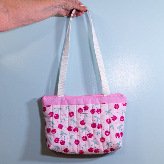 Quilted Disco Cherries Zippered Bible Bag/Mini Tote