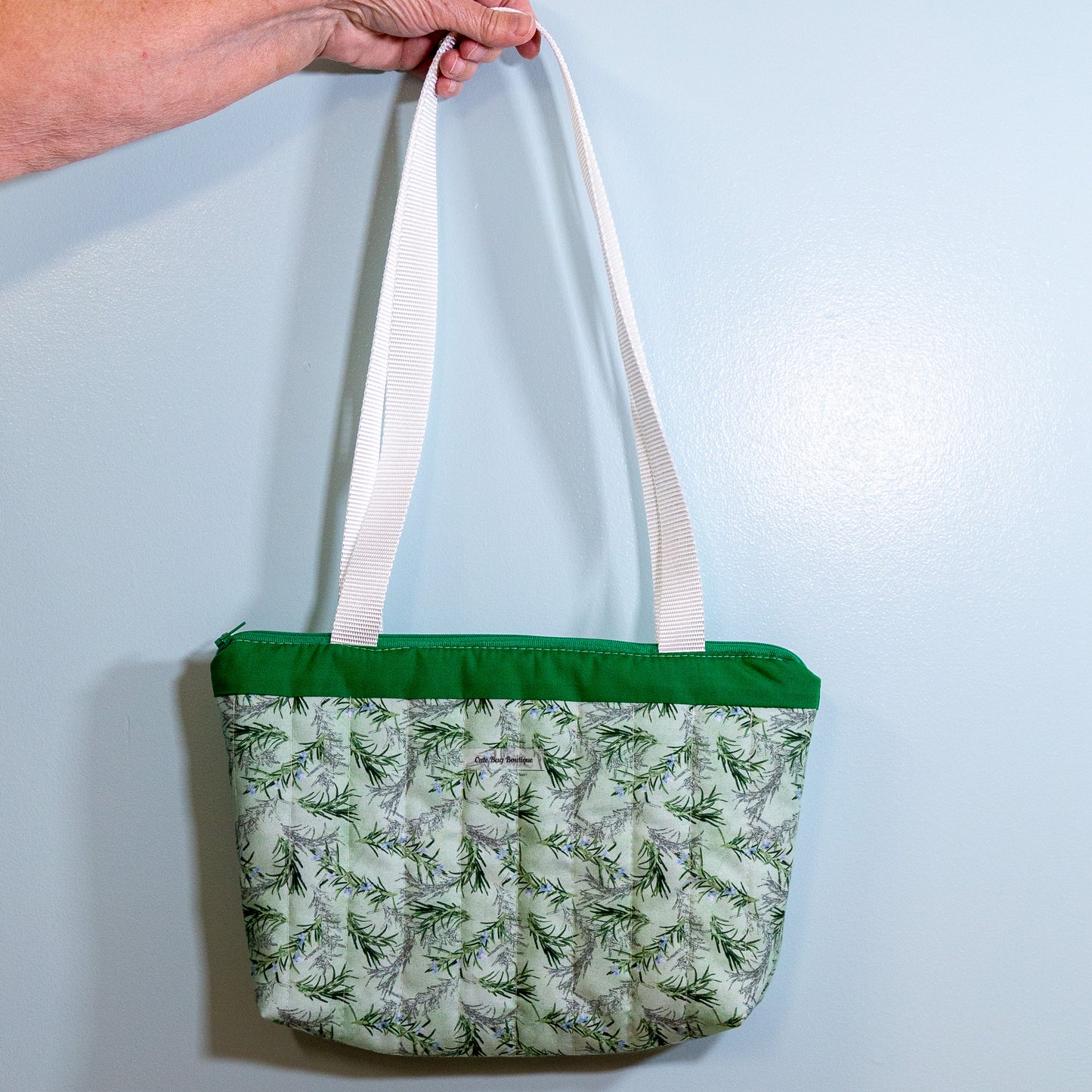 Quilted Rosemary Sprigs Zippered Bible Bag/Mini Tote