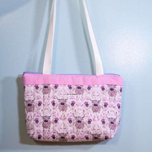 Quilted Caledonian Cow Zippered Bible Bag/Mini Tote