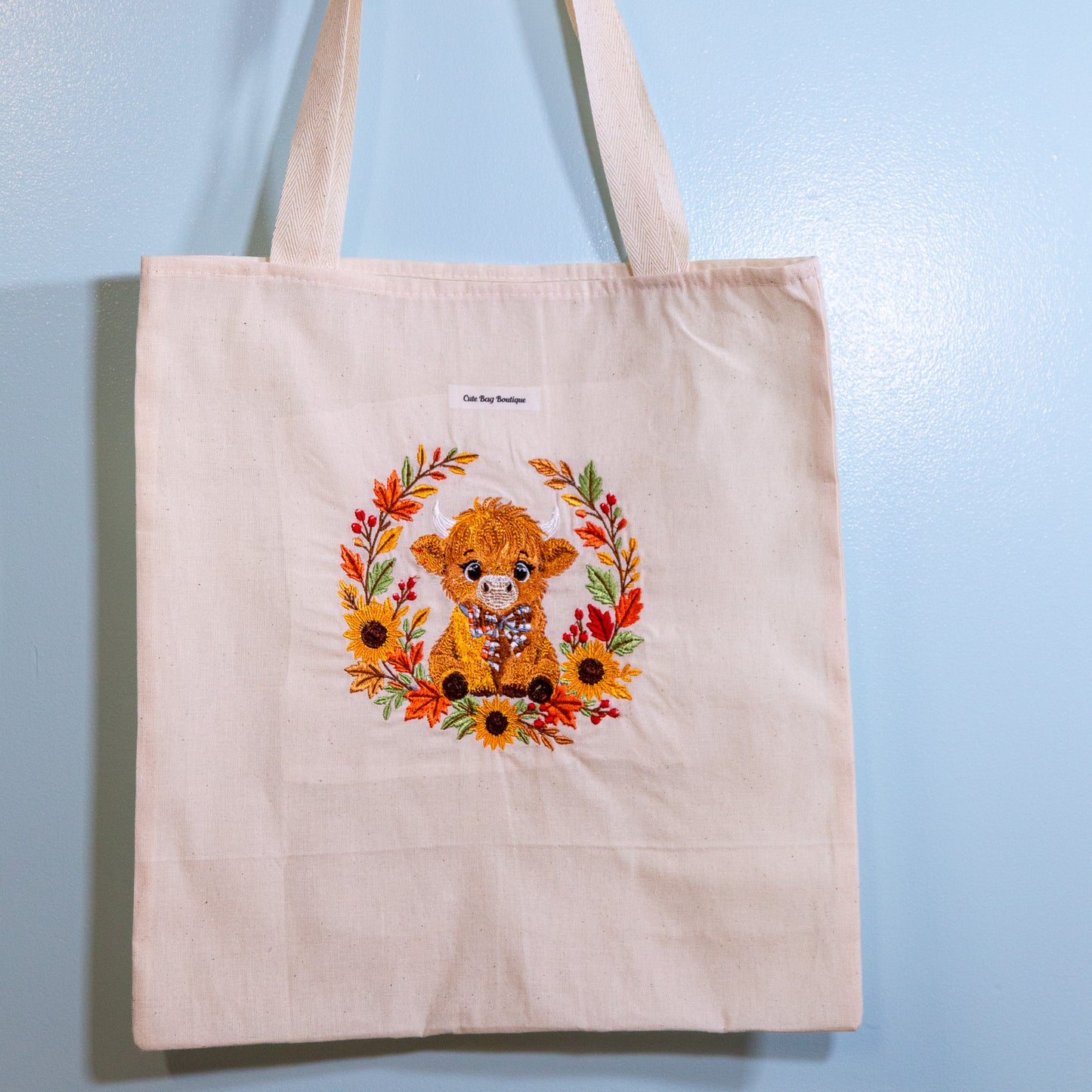 The Autumn Highlands Embroidered Tote Bag