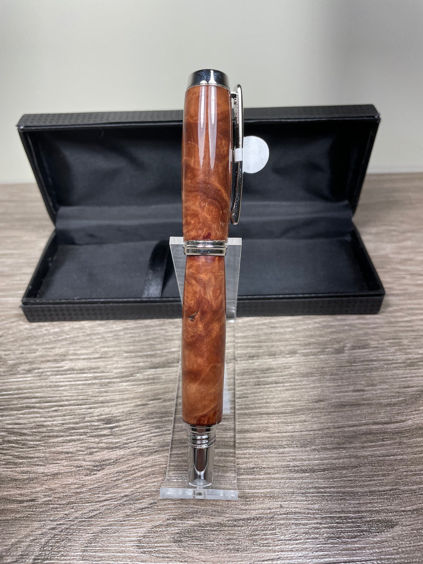 Algonquin Rollerball Rhodium Black Ash Burl