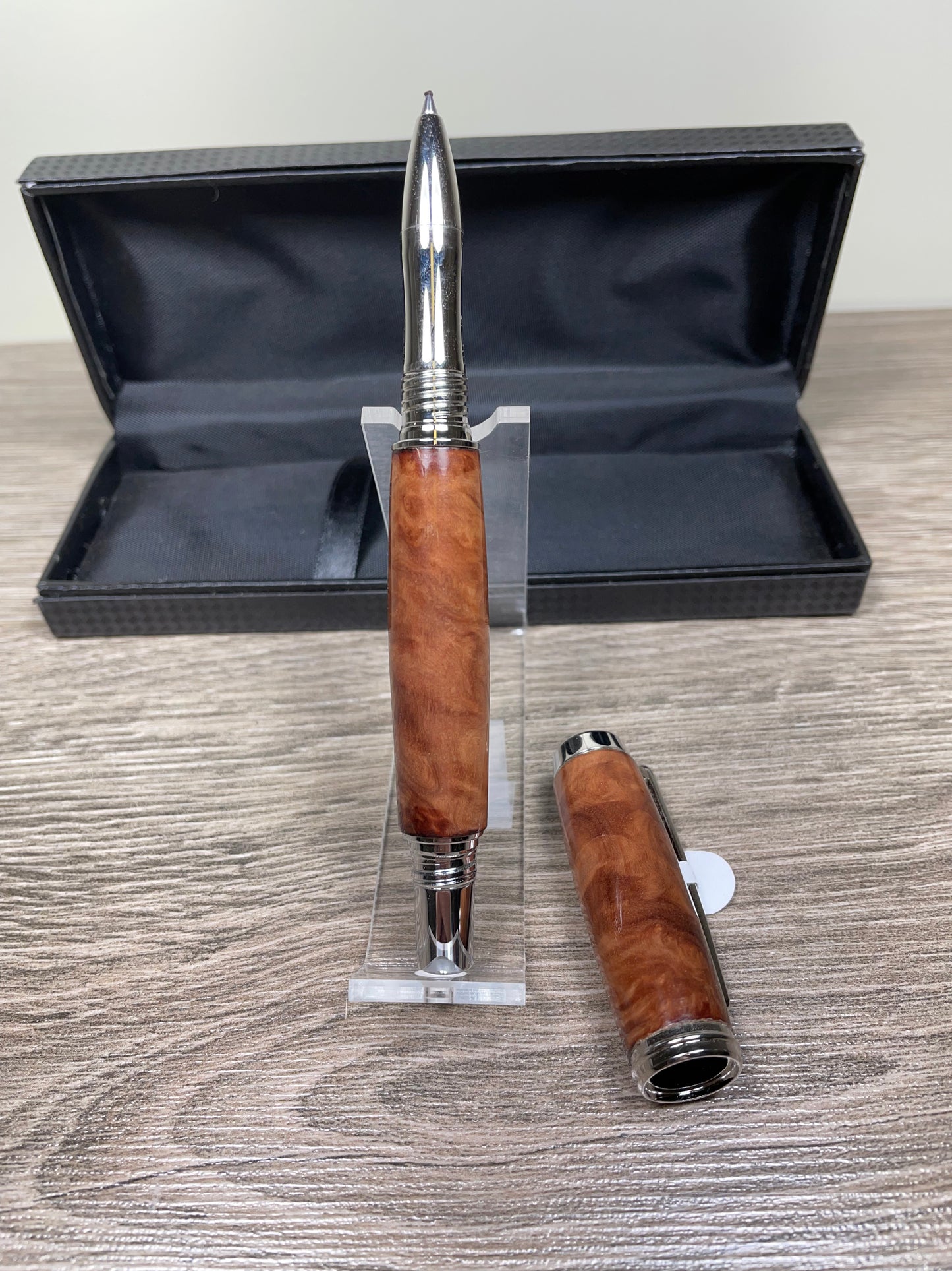 Algonquin Rollerball Rhodium Black Ash Burl